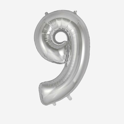 Silver number balloon: number 9