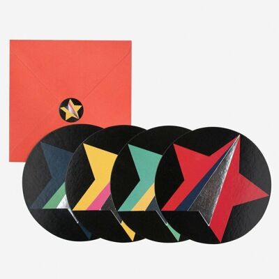 8 Invitation cards: disco star