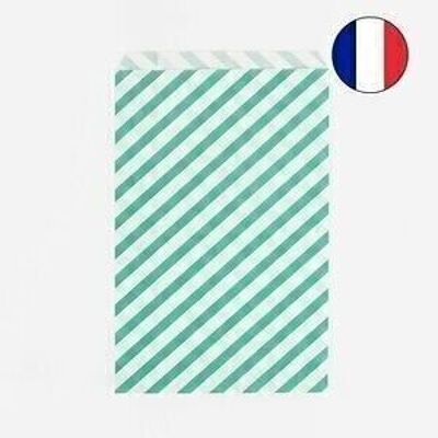 10 Papiertaschen: grüne Streifen