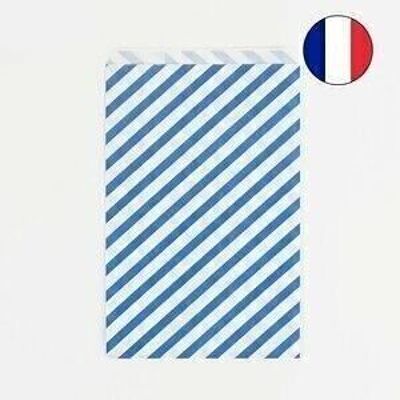 10 Pochettes en papier : rayures bleues