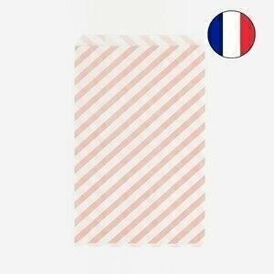 10 paper pockets: pink stripes