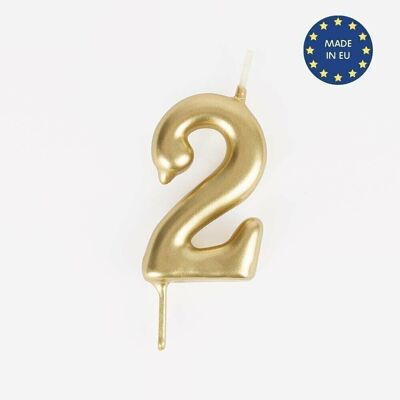 Bougie chiffre doré : chiffre 2