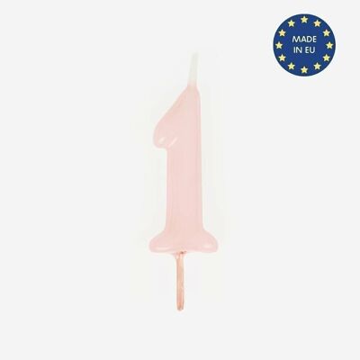 Pink number candle: number 1