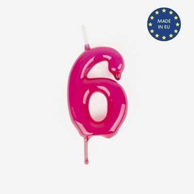 Pink number candle: number 6