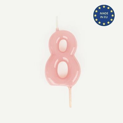 Pink number candle: number 8