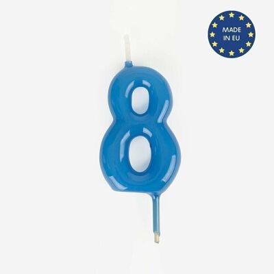 Blue number candle: number 8