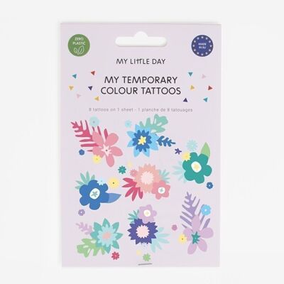 Sheet of 8 flower tattoos