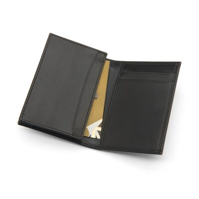 Expandable Leather Business Card Case - Black - Black - Helvetica/gold