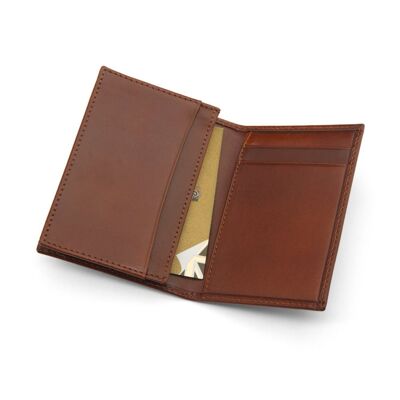 Expandable Leather Business Card Case - Dark Tan - Dark tan - Helvetica/gold