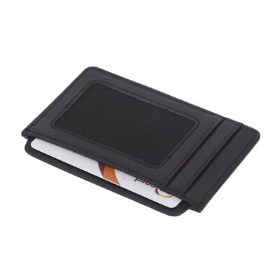 Flat Credit Card Case With ID Window - Black - Black - Helvetica/silver