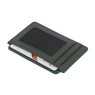 Flat Credit Card Case With ID Window - Green - Green - Helvetica/ blind