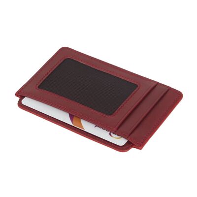 Flat Credit Card Case With ID Window - Red - Red - Helvetica/gold