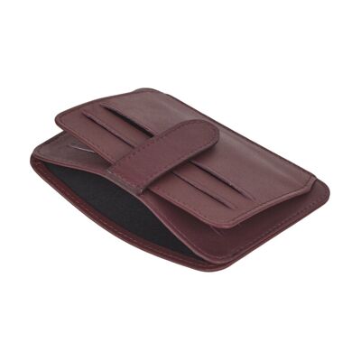 Flat Credit Card Holder With 2 ID Windows, 4CC - Burgundy - Burgundy - Helvetica/gold