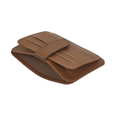 Flat Credit Card Holder With 2 ID Windows, 4CC - Havana Tan - Havana tan - Helvetica/ blind