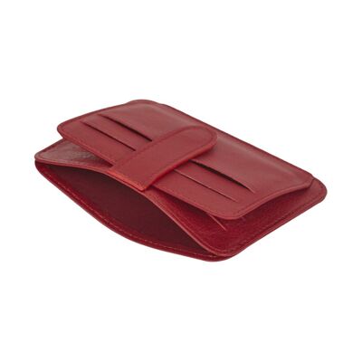 Flat Credit Card Holder With 2 ID Windows, 4CC - Red - Red - Helvetica/ blind