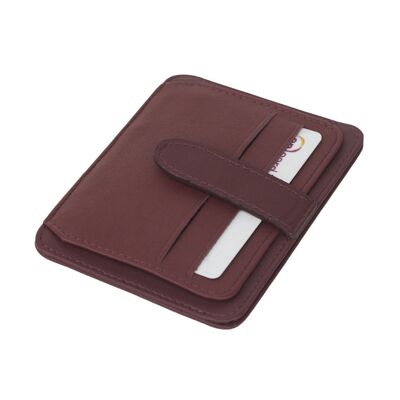 Flat Credit Card Holder With ID Window, 6CC - Burgundy - Burgundy - Helvetica/gold