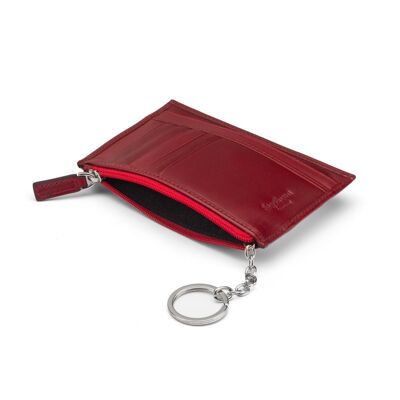 Flat Leather Credit Card Jotter With Zip - Red - Red - Helvetica/silver