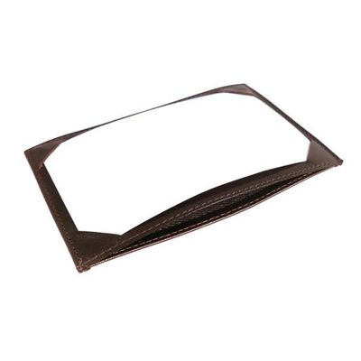 Flat Leather Pocket Jotter - Brown - Brown - Helvetica/gold