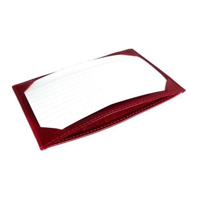 Flat Leather Pocket Jotter - Red - Red - Helvetica/silver
