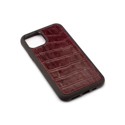iPhone 11 Pro Max Protective Leather Cover - Burgundy Croc - Burgundy croc