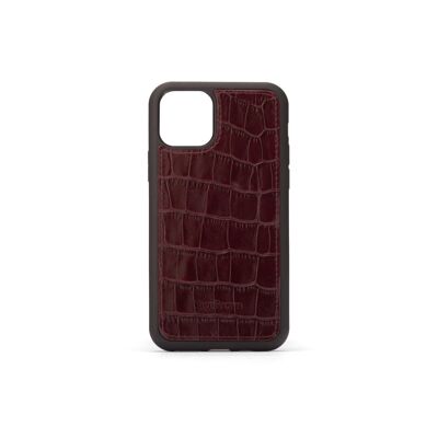 iPhone 11 Pro Protective Leather Cover - Burgundy Croc - Burgundy croc