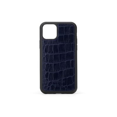 iPhone 11 Pro Protective Leather Cover - Navy Croc - Navy croc