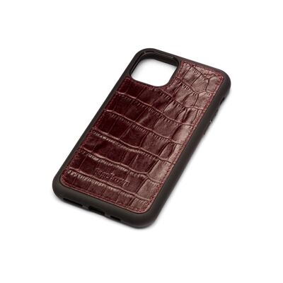 iPhone 11 Protective Leather Cover - Burgundy Croc - Burgundy croc