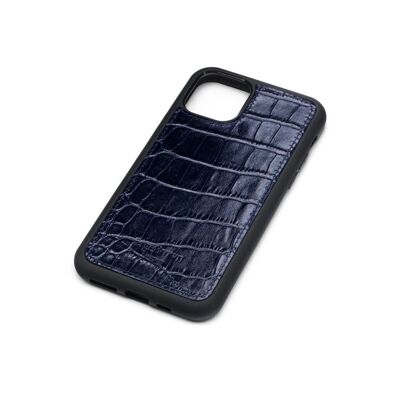 iPhone 11 Protective Leather Cover - Navy Croc - Navy croc
