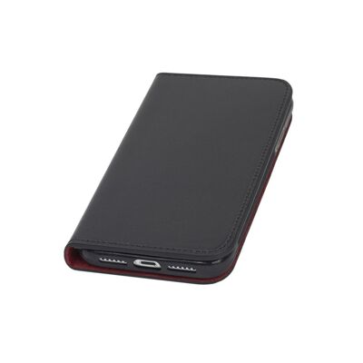 iPhone XR Wallet Case - Black With Red - Black with red - Helvetica/silver