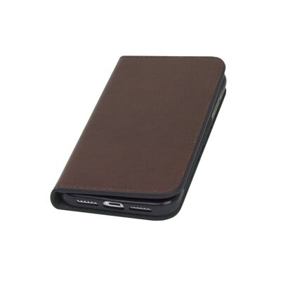 iPhone XR Wallet Case - Dark Tan With Green - Dark tan with green - Helvetica/ blind