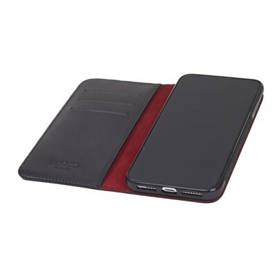 iPhone XS Max Wallet Case - Black With Red - Black with red - Helvetica/silver