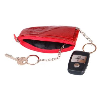Large Leather Key Case - Red Croc - Red croc