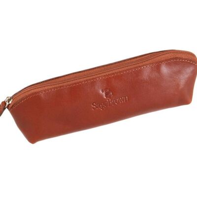 Large Leather Pencil Case - Havana Tan - Havana tan