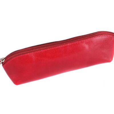 Large Leather Pencil Case - Red - Red