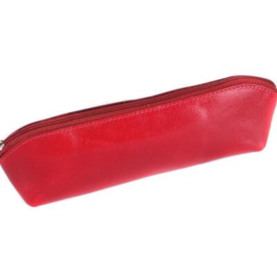 Large Leather Pencil Case - Red - Red