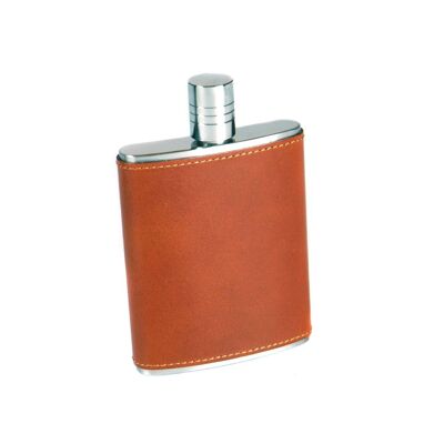 Leather 3oz Hip Flask - Havana Tan - Havana tan - Helvetica/ blind