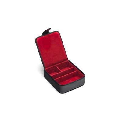 Leather Accessory Box - Black With Red - Black with red - Helvetica/silver