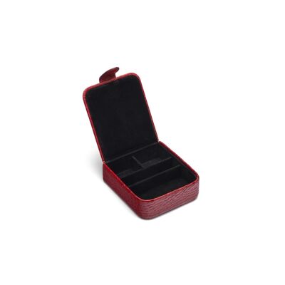 Leather Accessory Box - Red Croc With Black - Red croc with black - Helvetica/silver