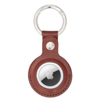 Leather AirTag Key Fob - Dark Tan - Dark tan