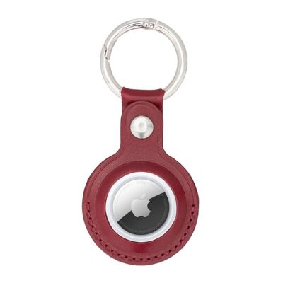 Leather AirTag Key Fob - Red - Red