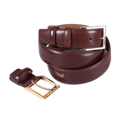 Leather Belt With 2 Buckles - Brown - Brown 32"/ 81cm