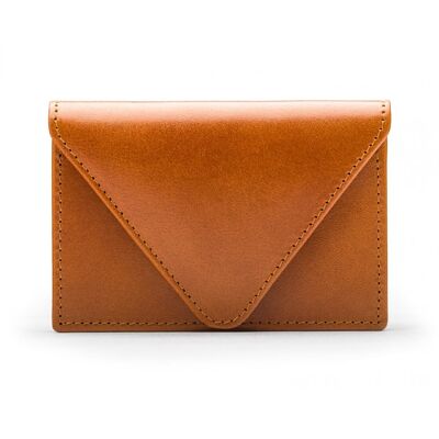 Leather Business Card Envelope - Havana Tan - Havana tan - Helvetica/silver