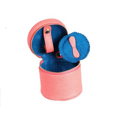 Leather Cylindrical Jewellery Case - Pink - Pink