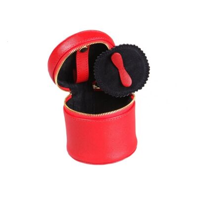 Leather Cylindrical Jewellery Case - Red - Red