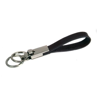 Leather Detachable Key Ring - Black - Black