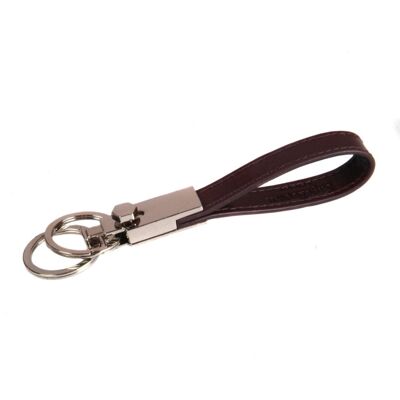 Leather Detachable Key Ring - Brown - Brown