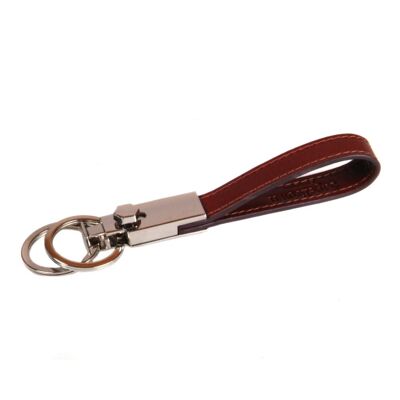 Leather Detachable Key Ring - Dark Tan - Dark tan