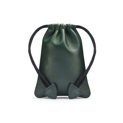 Leather Drawstring Coin Pouch - Racing Green - Racing green