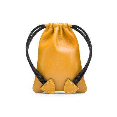 Leather Drawstring Coin Pouch - Yellow - Yellow