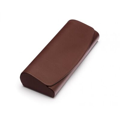 Leather Hard Shell Eyeglasses Case - Brown - Brown